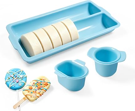 Cake Pop Mold Set with Tray, Round & Oval Cake Pop Cutter and Pusher, Blue
