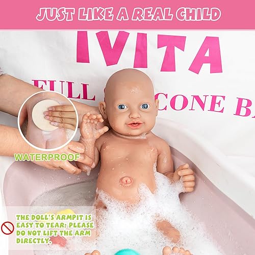 Miniatura 6 de IVITA Muñecas de bebé de silicona de 12 pulgadas de cuerpo completo, no muñecas de vinilo, muñecas de bebé Reborn de silicona completa, realistas,