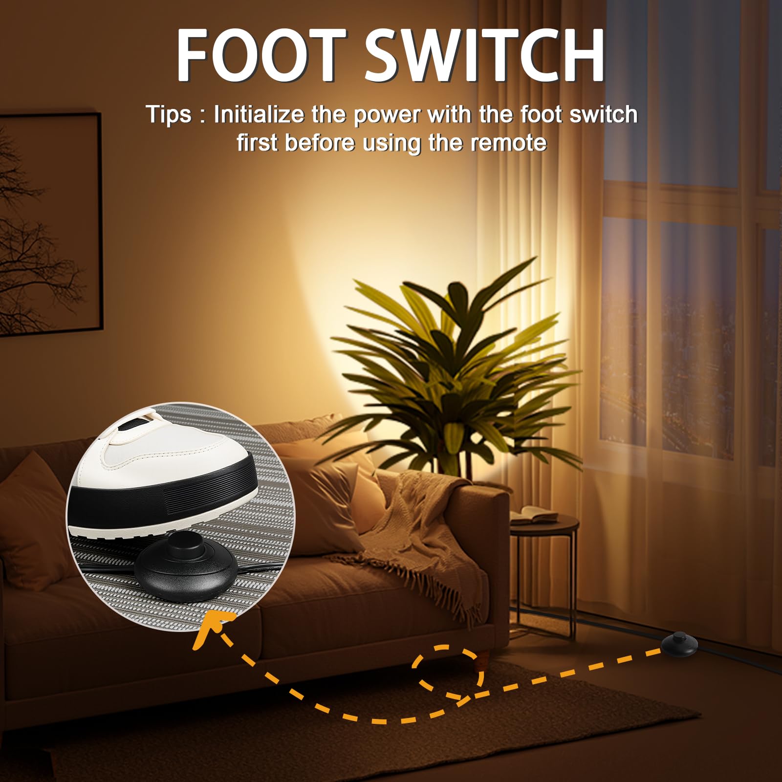 LED Bodenstrahler – 6W Uplight Spot für Innenräume, Schwarz, Warmweiß 3000K, inkl. GU10 LED Lampen 500LM, Bodenleuchte mit Fußschalter (Schwarz, 1 Packung)