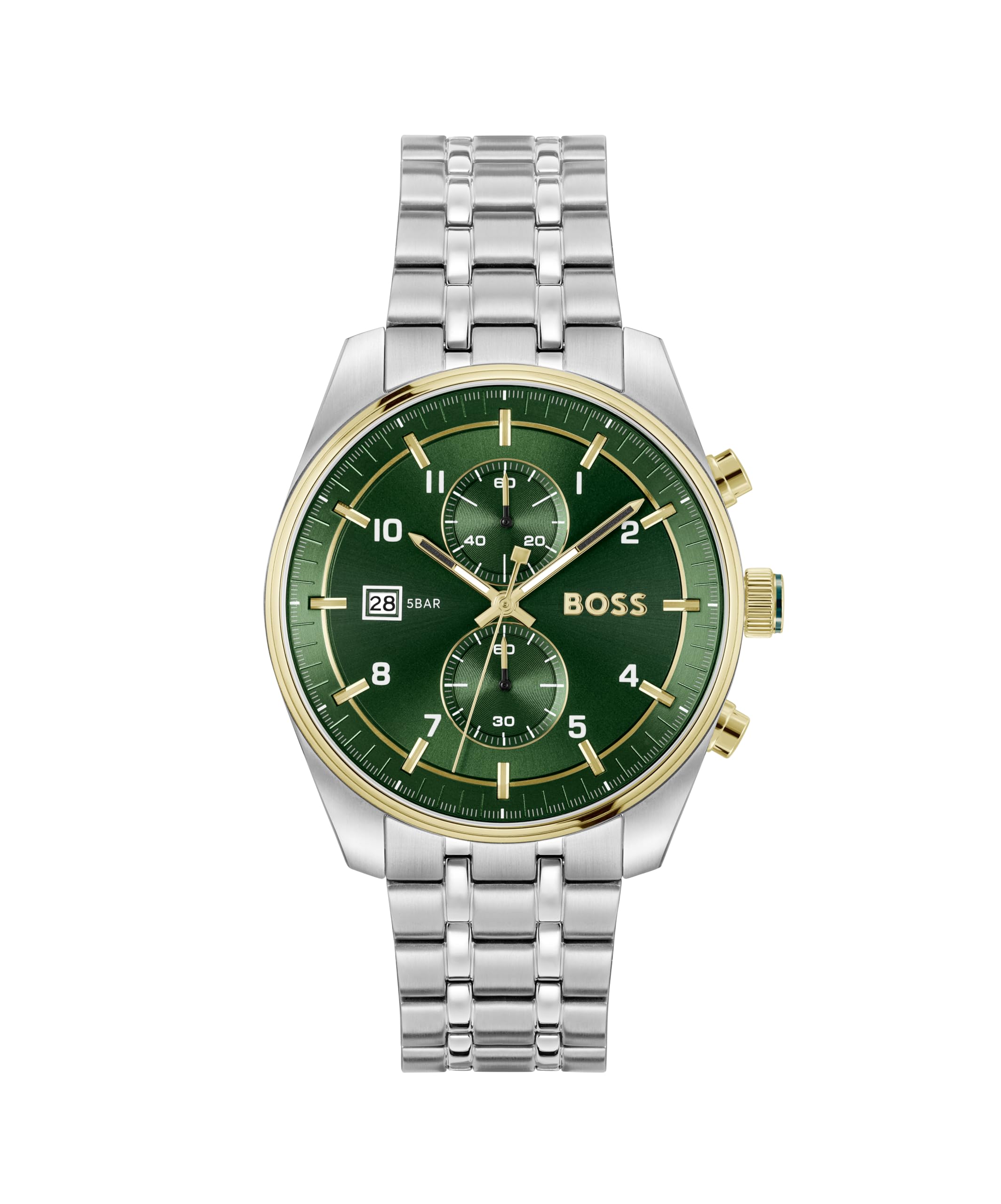 Boss Gents Skytraveller Chronograph Watch With Dark Green Dial