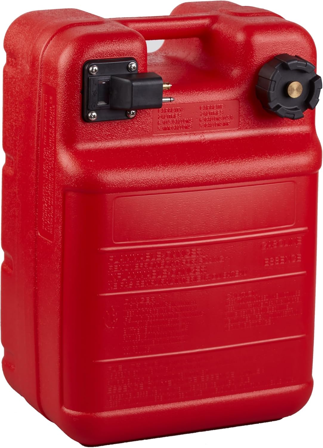 Marine Portable Liquid Container, 6 Gallon / 24L Outboard Boat Plastic Container with 9.8ft Transfer Hose & Secure Cap, Durable Storage for Marine, Outdoor & Recreational Use
