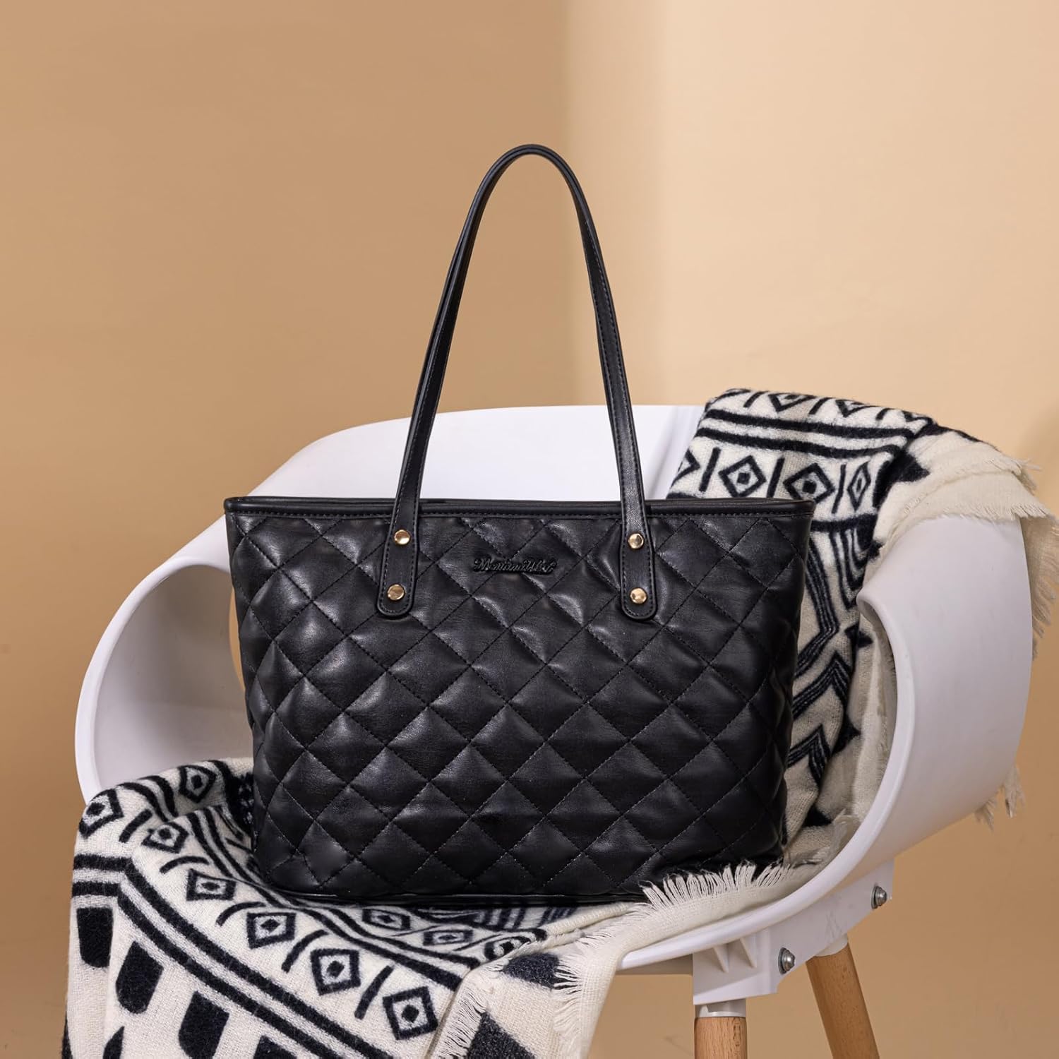 Montana West Quilted Tote Bag for Women Large Shoulder Bag Fashion Handbags with Top Zipper - Image 3