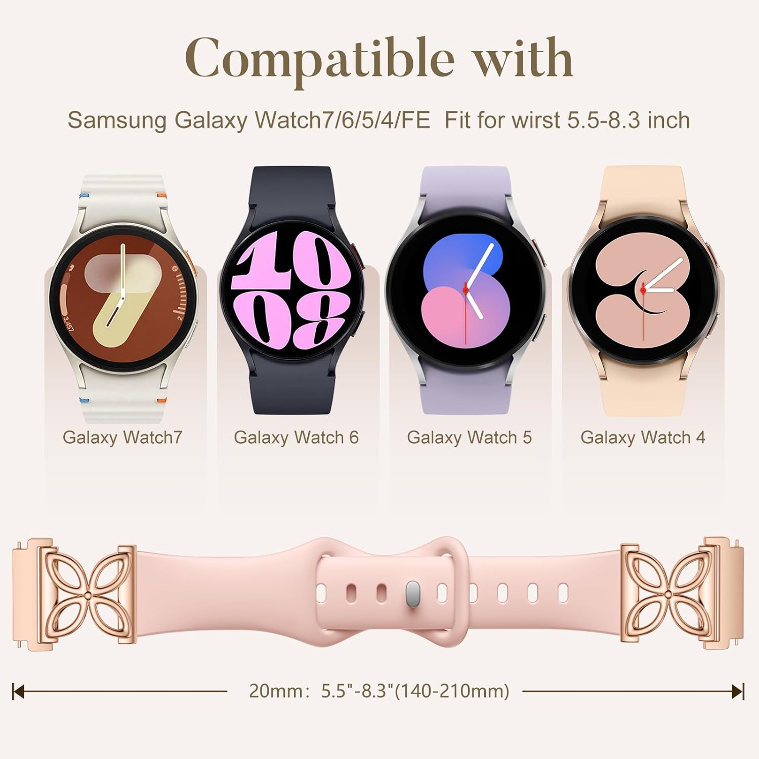 Slim Silicone Band Compatible with Samsung Galaxy Watch 7 Band 6 5 4 Active 2 FE 40mm 44mm/Watch 6 4 Classic/5 Pro/3, Thin 20mm Watch Band Sport Straps for Samsung Watch Bands Women - Image 9