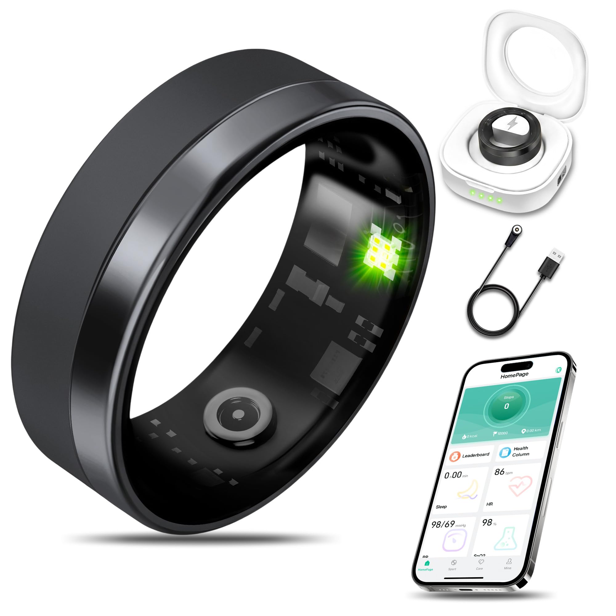 Photo 1 of Milavan Smart Health Ring Fitness Tracker for Men Women, Sleep, Stress & Activity Monitoring, IP68 Waterproof, Long Lasting Battery, No Subscription Fees, Compatible with iOS & Android, Space Gray 9