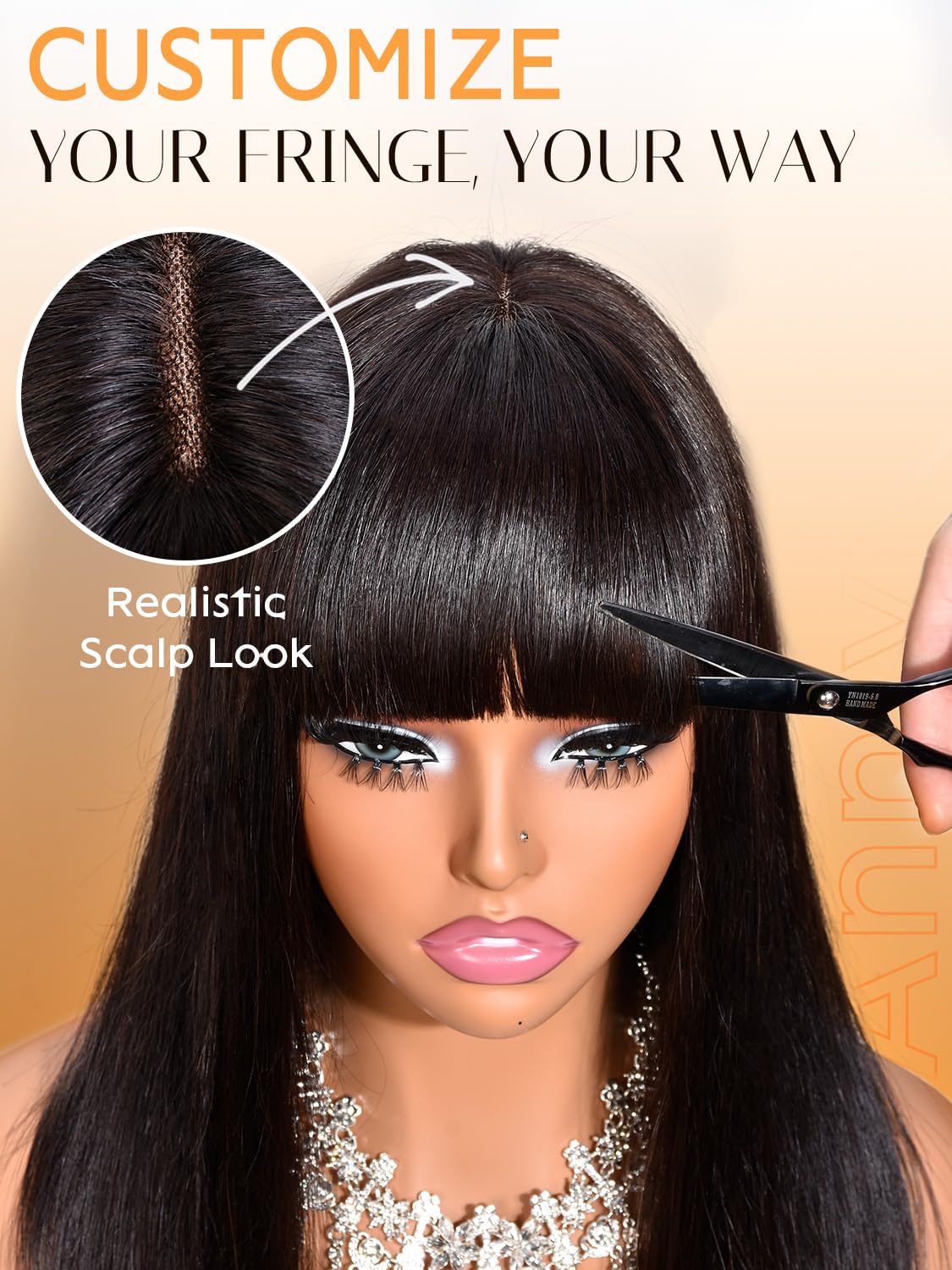 Bob Wig Human Hair with Bangs for Black Women 210% Density Black Bob Wig 100% Human Hair Pre-Bleached Glueless Straight Wigs 10inch（Dark Brown）