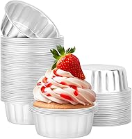 Vista 11 de Beasea Paquete de 100 vasos desechables de papel de aluminio, 8 onzas, 7.9 fl oz, 3.9 pulgadas, para hornear, magdalenas, magdalenas, tazas de pudín