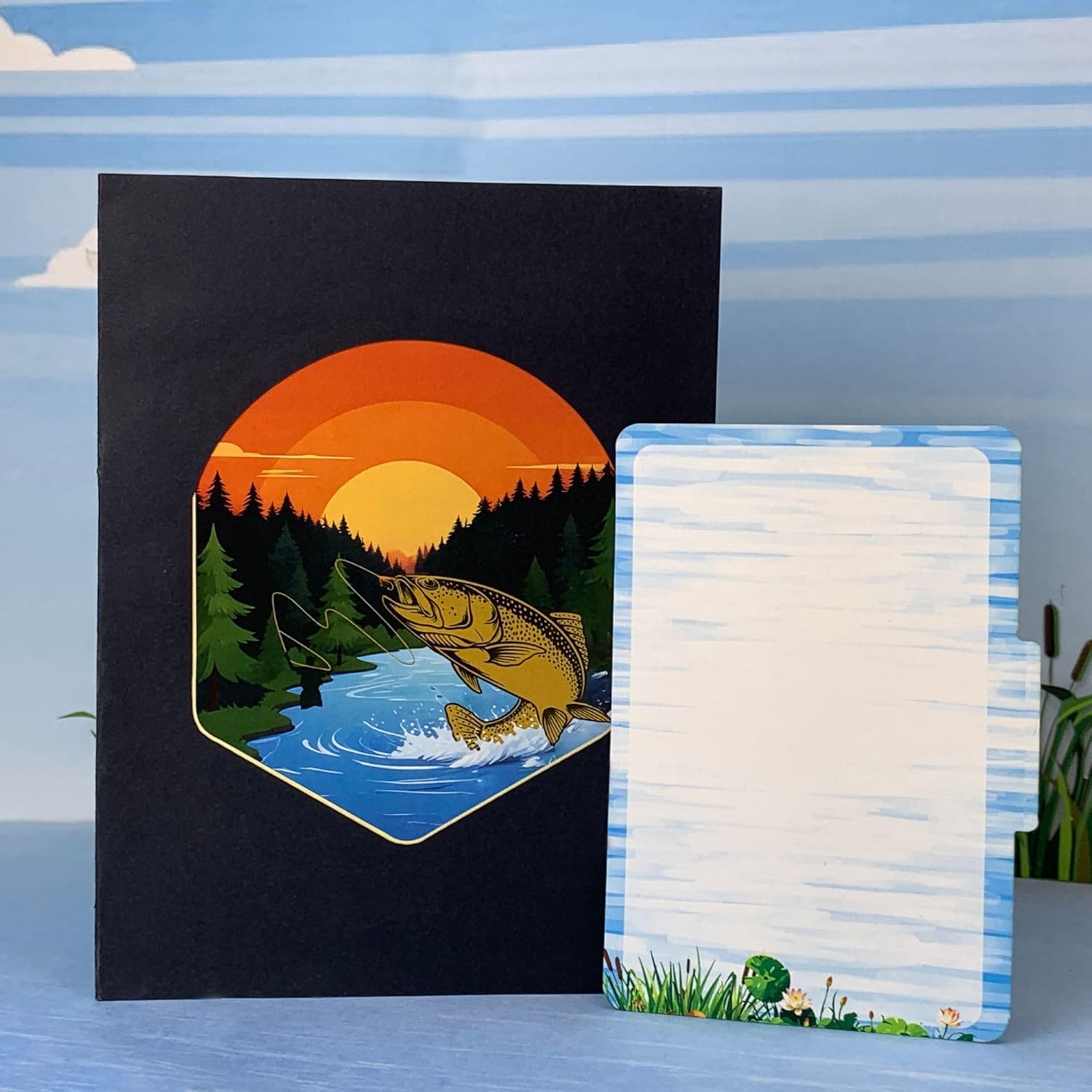 Pop Up Greeting Card, Fishing Gift, Bass Fishing, Gift and Present for Father's Day, Fisher Men Idea, Birthday, Outdoor, Thank You, Sport, Holiday, Camping, Summer - Image 3