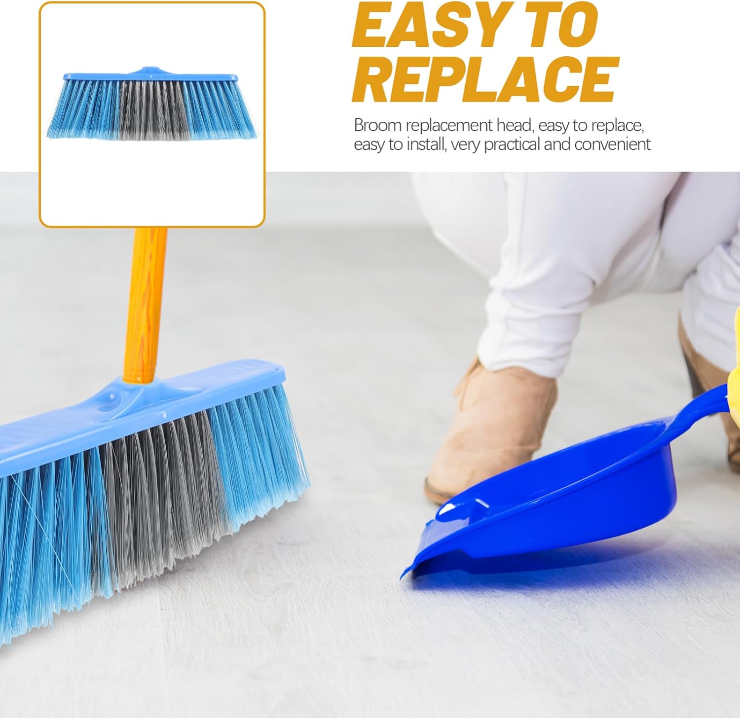 MAGICLULU Replaceable Broom Head Floor Sweeper Cleaning Broom Head Refill Sweeper Head Home Sweeper Head Broom Part for Clean Outdoor Broom Head Cotton Thread Laundry Brush Plastic