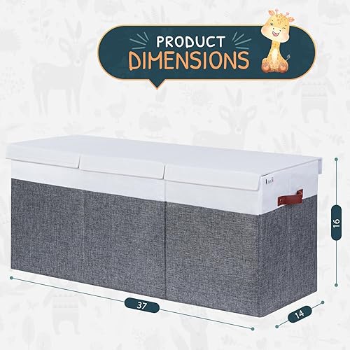 Miniatura 2 de Organizador de almacenamiento de juguetes extra grande con tapa, diseño de caja de almacenamiento de juguetes resistente y plegable, contenedor de