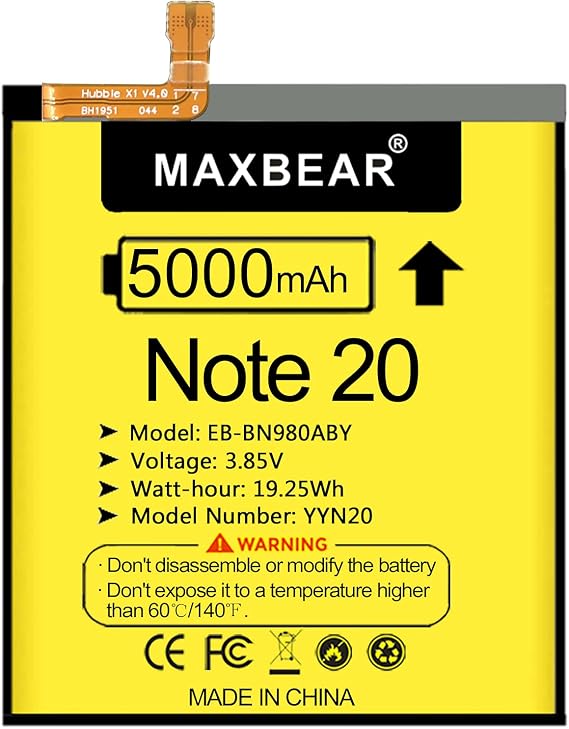 MAXBEAR Galaxy Note 20 Battery, (Upgraded) 5000mAh 3.85V Li-Polymer Replacement Battery EB-BN980ABY for Samsung Galaxy Note 20 5G SM-N980 with Repair Tool Kit