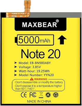 MAXBEAR Galaxy Note 20 Battery, (Upgraded) 5000mAh 3.85V Li-Polymer Replacement Battery EB-BN980ABY for Samsung Galaxy Note 20 5G SM-N980 with Repair Tool Kit