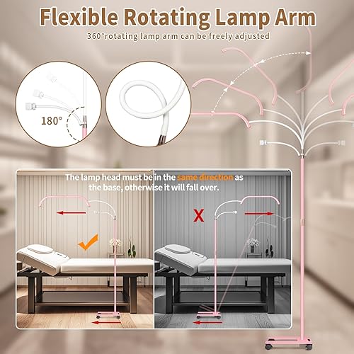 Miniatura 6 de HITTI Luz grande para esteticistas, pestañas flexibles de cuello de cisne para tecnología de pestañas, luz LED de media luna con soporte para