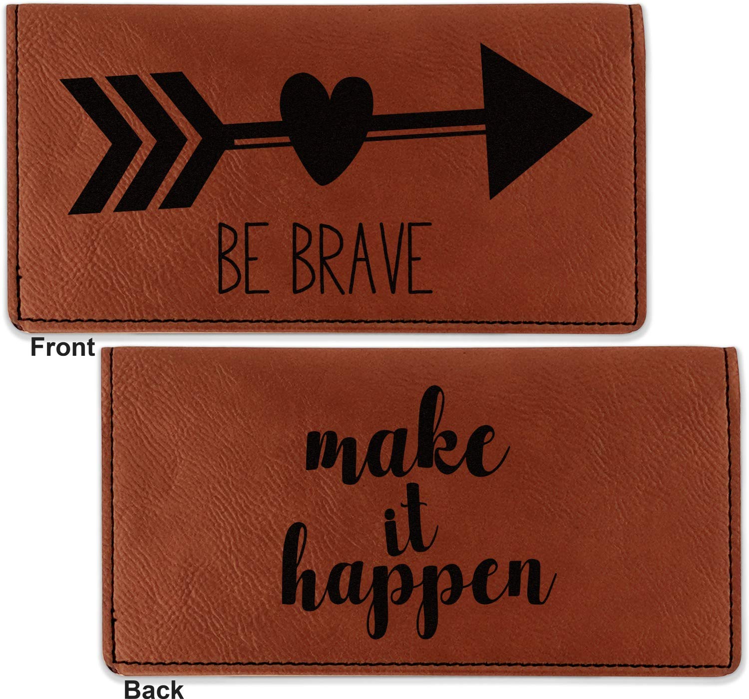 RNK Shops Personalized Inspirational Quotes Leatherette Checkbook Holder - Double Sided