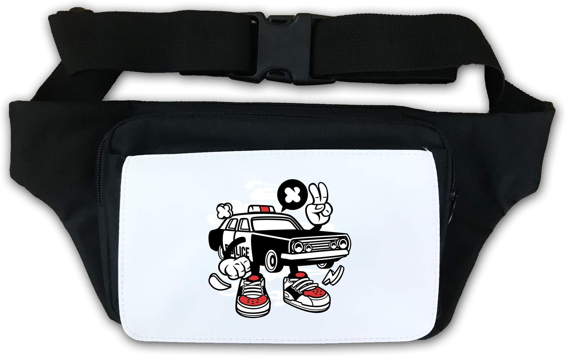 Cartoon Style Police Car Serve and Protect Waist Bag