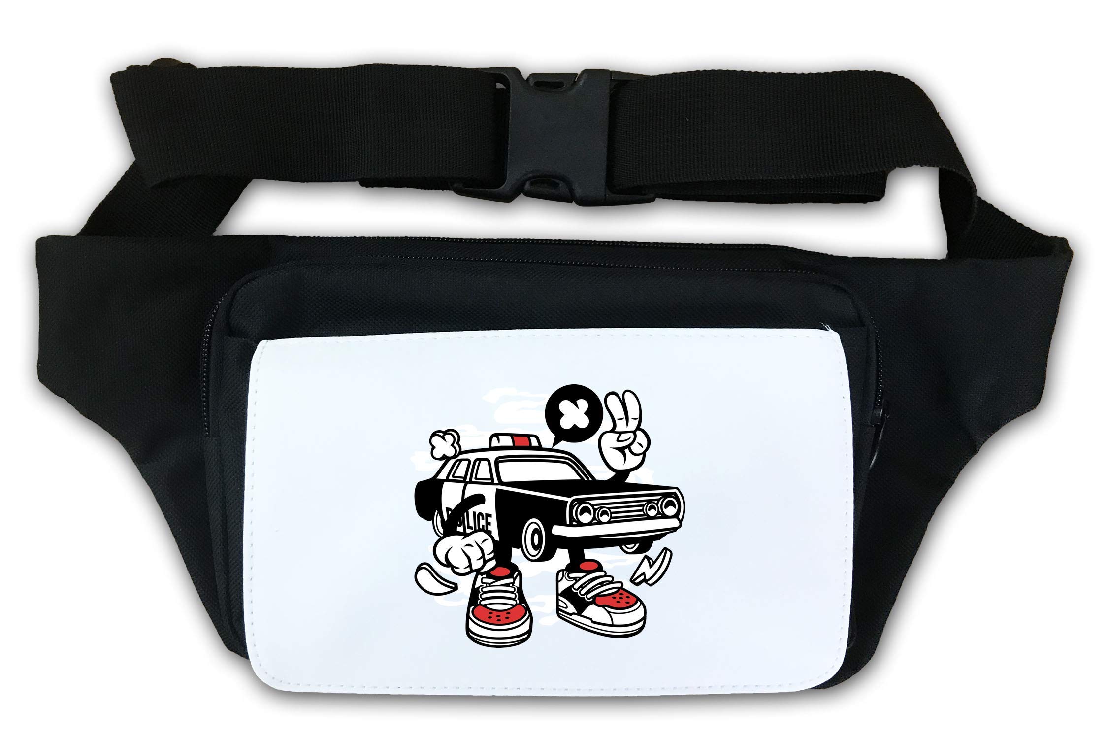 Cartoon Style Police Car Serve and Protect Waist Bag
