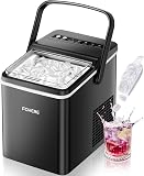 FOHERE Macchina Ghiaccio con Maniglia Portatile, 14kg/24h, 9 Cubetti Bullet in 5 Minuti, 2 Dimensioni, Autopulente, con Paletta & Cestello – Ideale per Casa Cucina Ufficio Camper Camping - 1