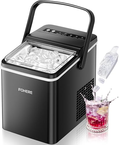 FOHERE Countertop Ice Maker Machine with Handle, 5 Mins F…