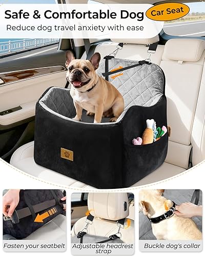 Miniatura 4 de Asiento de automóvil para perros pequeños/medianos, desmontable y lavable, asiento elevador de perro de menos de 35 libras, espuma viscoelástica de
