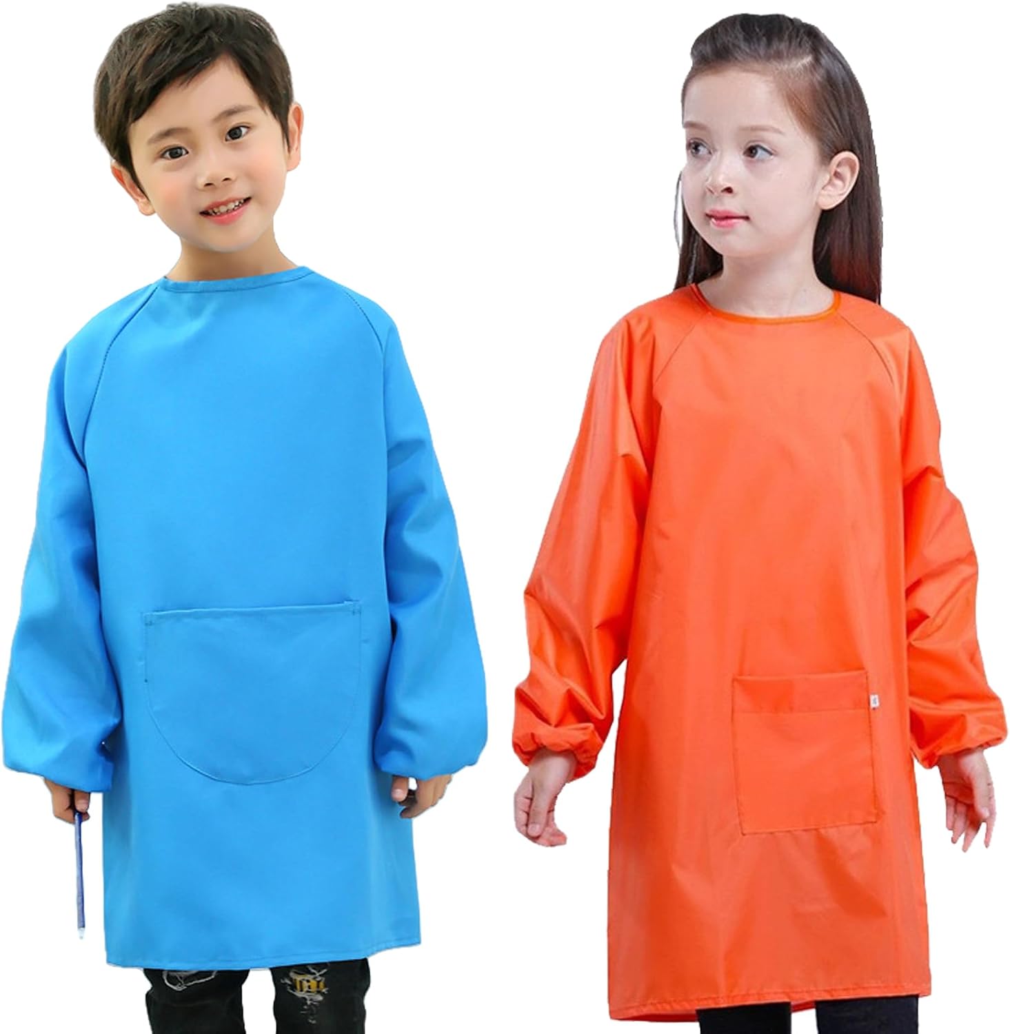 2 PCS Kids Art Smock Long Sleeve Painting Apron with Pocket- Artist Painting Apron for Kids Age 3-12