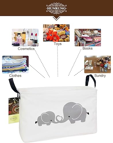 Miniatura 4 de HUNRUNG - Cesta de almacenamiento rectangular, lindo organizador de tela para juguetes de mascotasniños, libros o ropa. Perfecta para habitaciones
