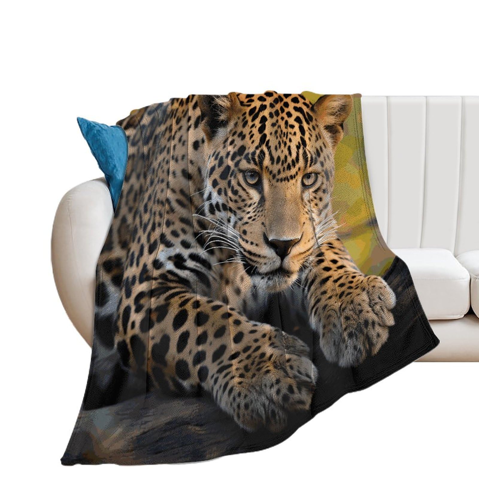 Couverture en flanelle motif léopard africain pour lit et canapé