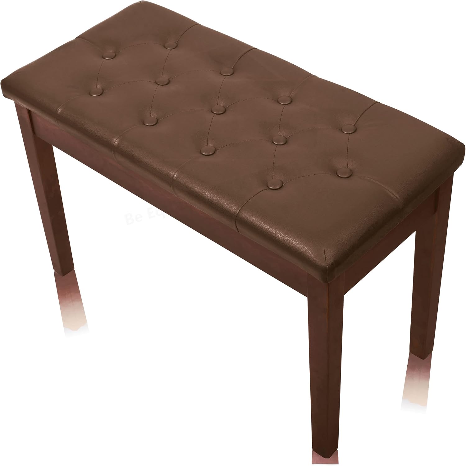 Griffin Brown Wood Piano Bench (ErgonomicPRO-X Series) – PU Leather Duet Seat with Storage, Double Stool for Musicians, Keyboard, or Vanity Use