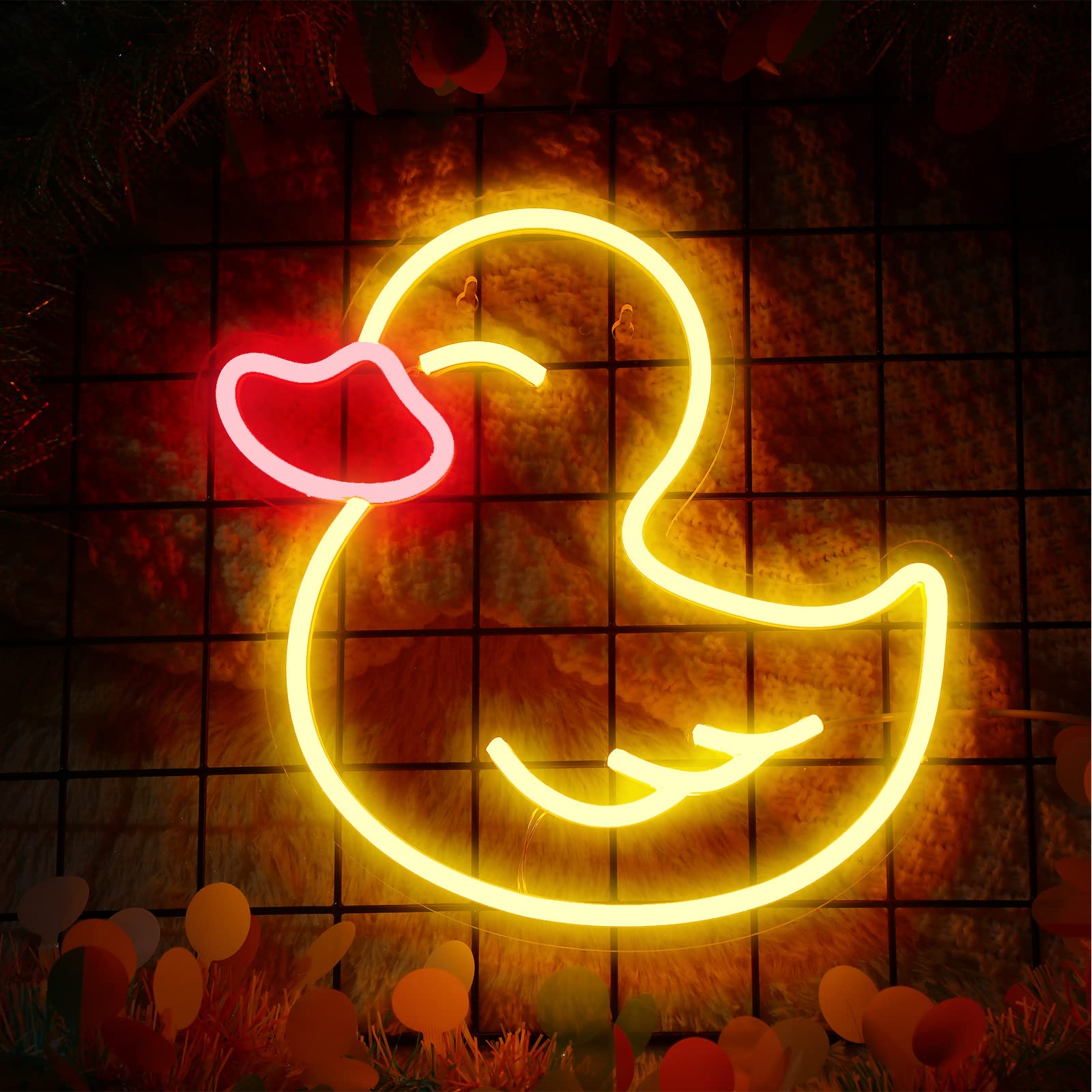 Letrero de neón de pato para baño, lámpara de luz nocturna de pato amarillo, regalo para amantes de patos, luz LED, funciona con USB, decoración de pared colgante para dormitorio, fiesta, 4