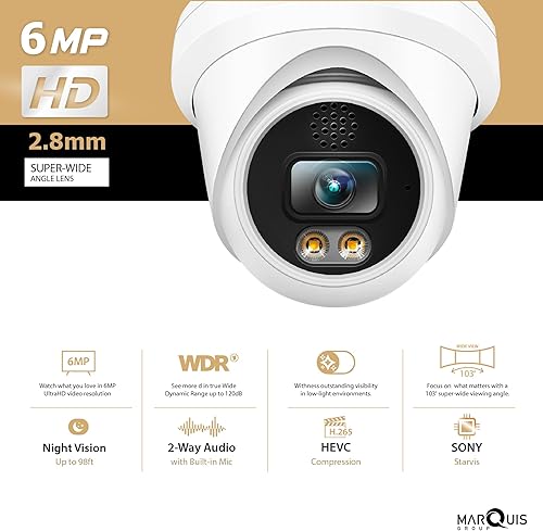Miniatura 2 de HikvisionUniview - Cámara de torreta IP PoE de 6 MP compatible con doble luz (IR predeterminado) con micrófono, audio, cámara de seguridad IP visión