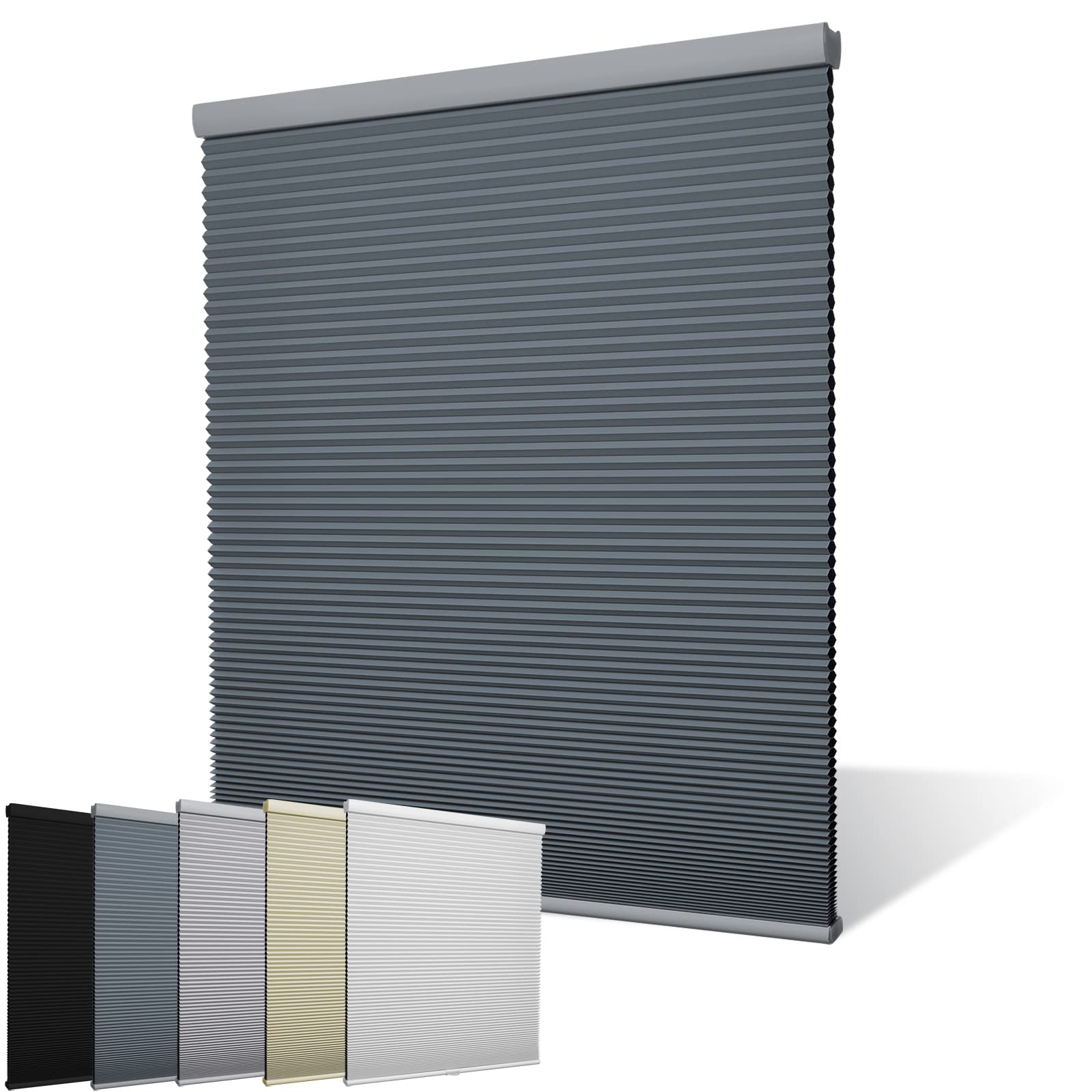Moonice Cordless Honeycomb Pleated Blinds Blackout Cellular Shades for Window Fabric Insulated UV Protection Honeycomb Shades Easy Fit for Home Bedroom Kitchen Blue Haze, 120cm W x 150cm H