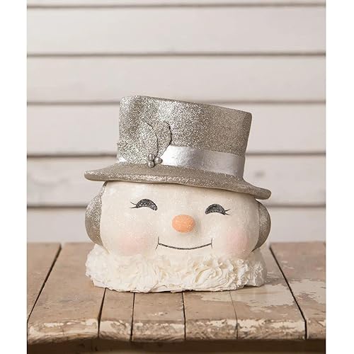 Bethany Lowe Happy Platinum Snowman Bucket Large, TL0226