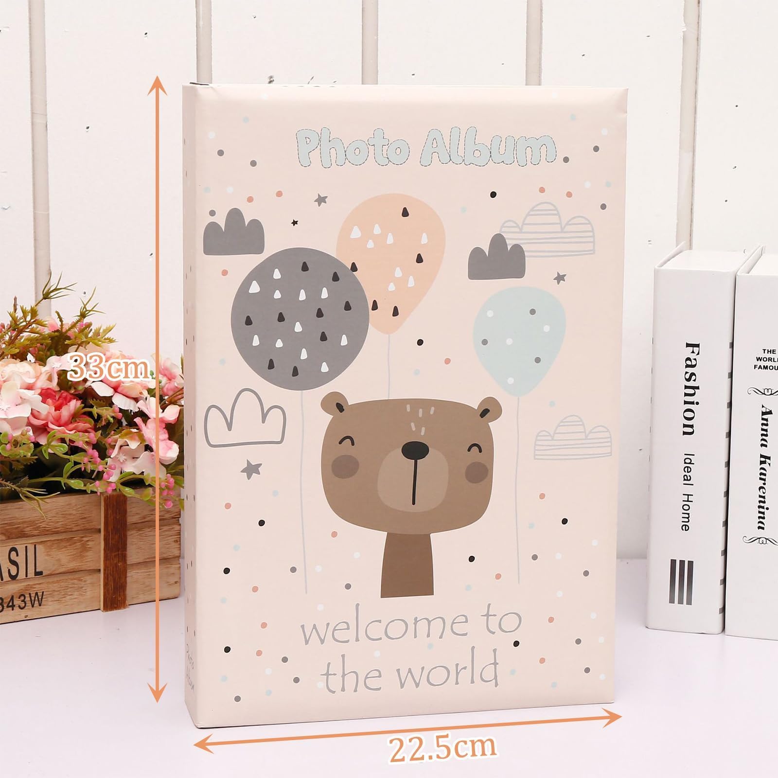 Álbum de fotos para bebé, álbum de fotos de 50 páginas con 300 fotos, álbum de fotos para niños, 33 x 22,5 cm, álbum de fotos para personalizar, álbum de fotos para familia, aniversario de boda