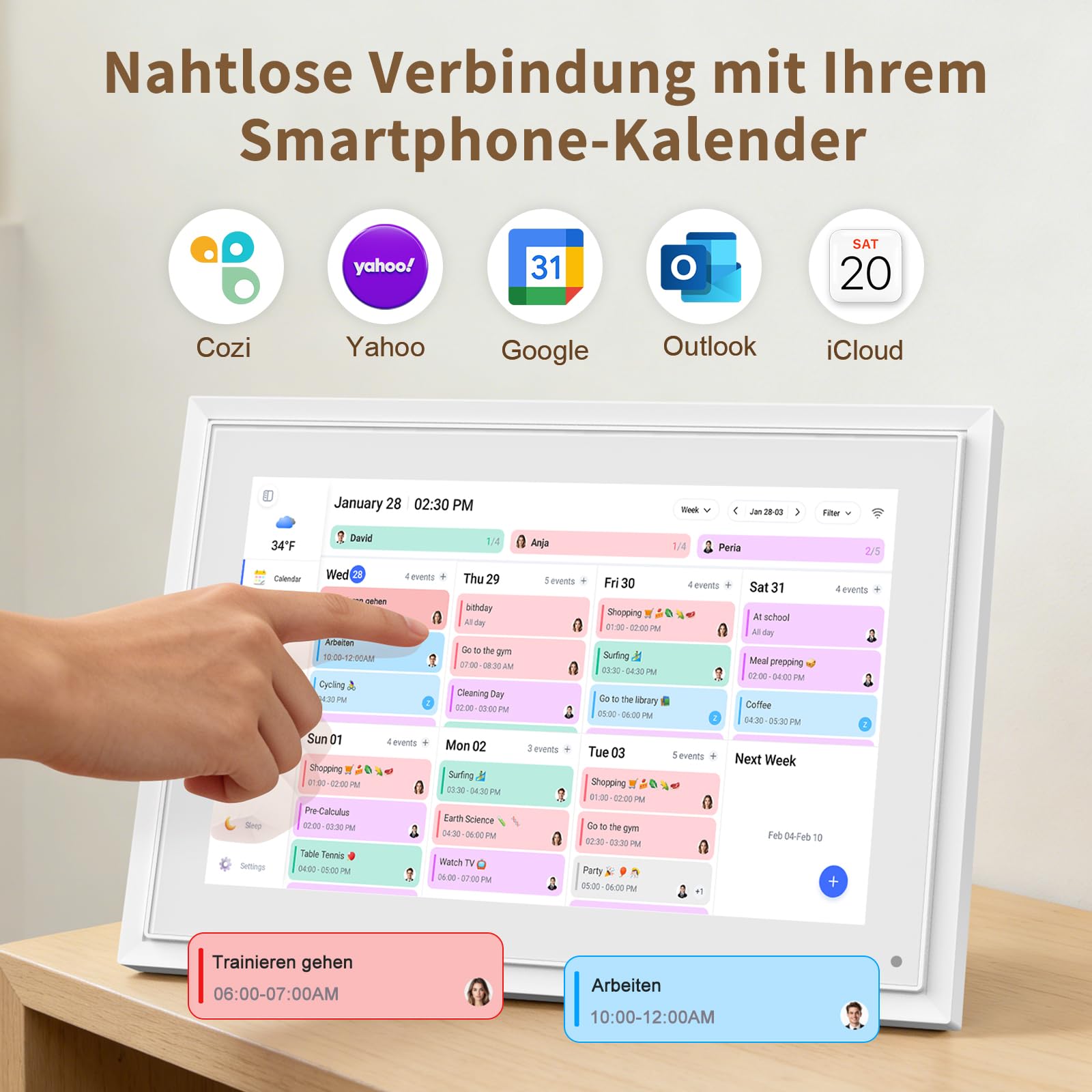 Digitaler Familienplaner 10.1 Zoll Touchscreen Kalender App Sync Aufgabenverwaltung