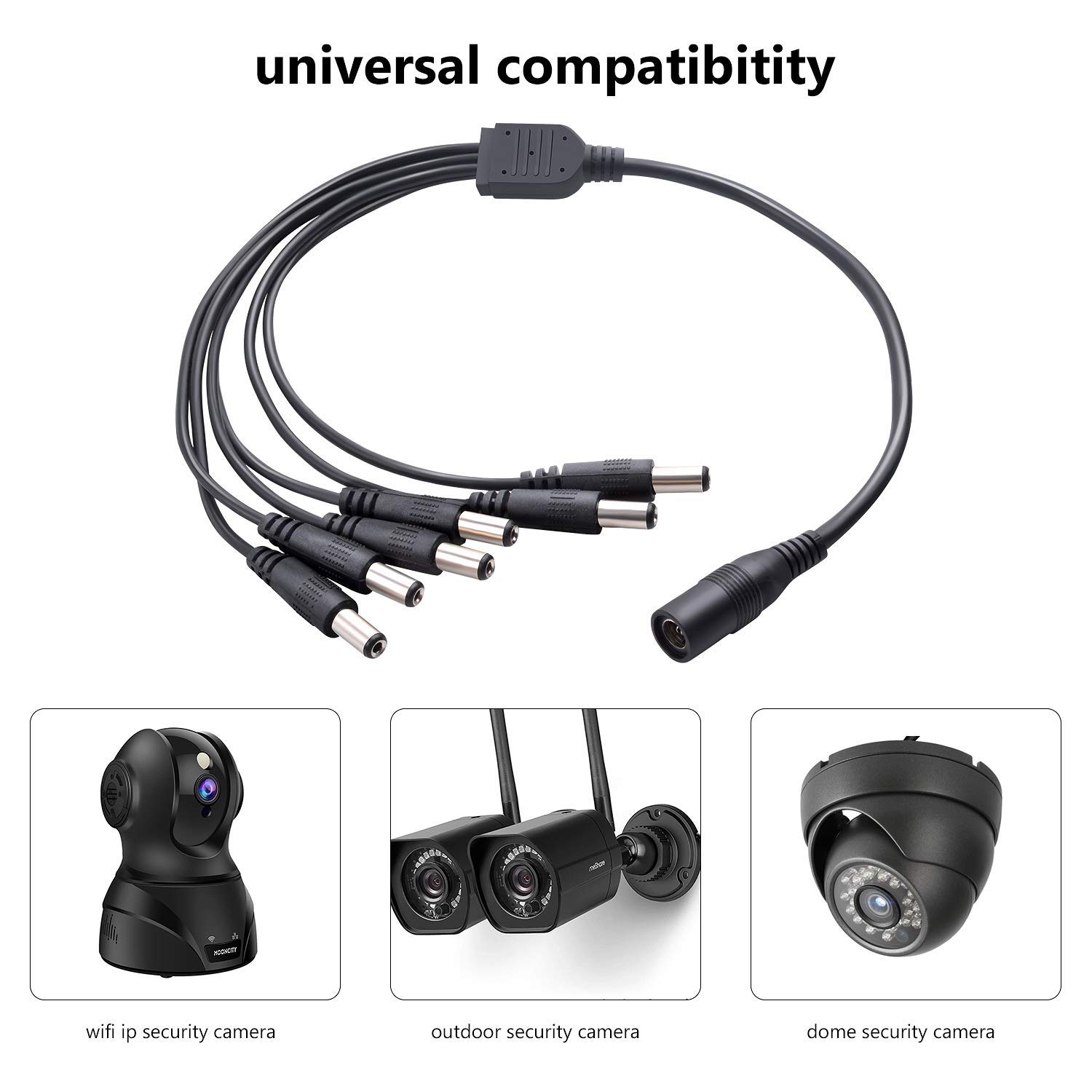 Splitter Alimentazione DC 1 Femmina A 4 Maschi - Cavo 12V 5.5x2.1mm Per Telecamere CCTV