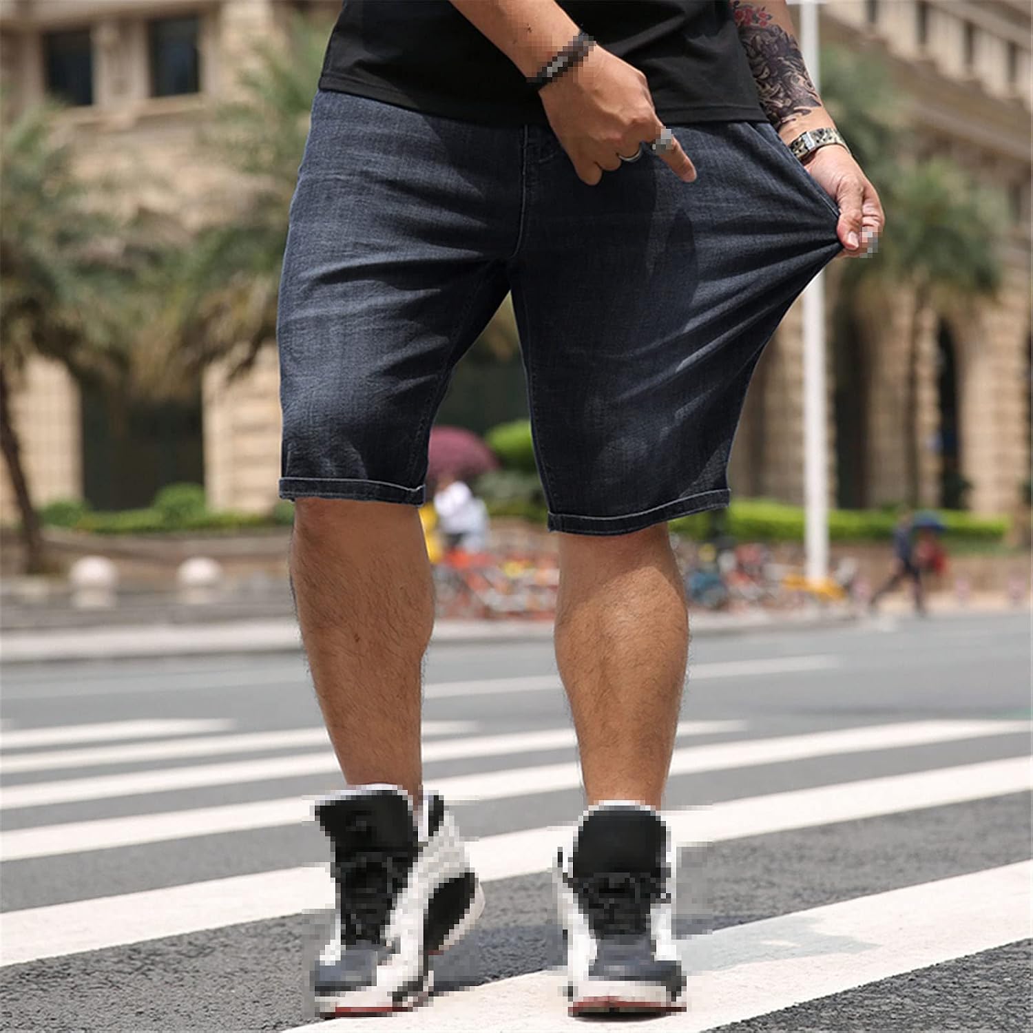 Summer Men's Denim Shorts Classic Loose Straight Shorts Thin Short Jeans Oversized