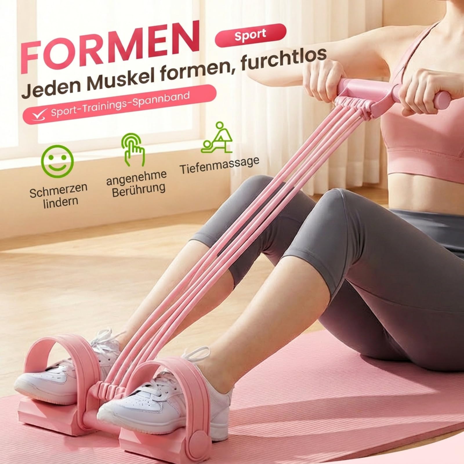 8 Röhren Widerstandsbänder mit Griff, 2026 New 3-in-1 Multifunktions Expander, Resistance Bands, Oberschenkeltrainer Fitnessbänder, Ganzkörpertrainer für Zuhause Leg Exerciser für Yoga Fitness