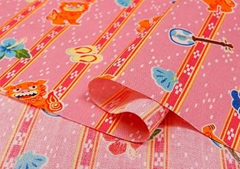Amazon | 生地 紅型風 ミンサー 琉球柄 琉球 沖縄 シーサー 三線