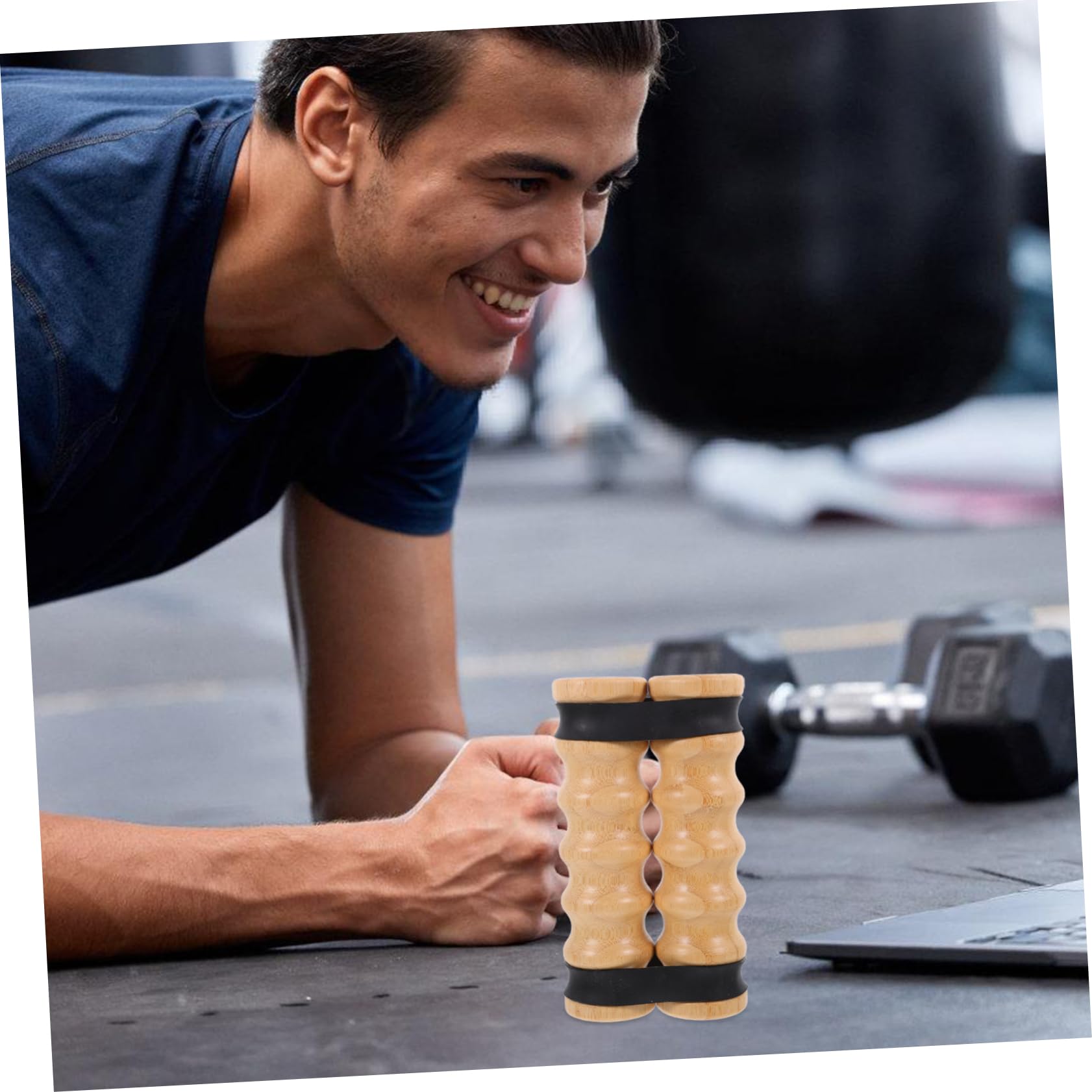 Bandas de Ejercicio con Asas de Madera, Resistencia Ajustable y Agarre Antideslizante, 2 Piezas para Casa y Yoga, Aptas Niveles