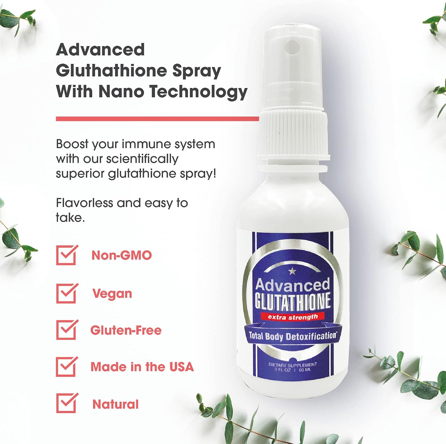 CCL SUPPLEMENTS Advanced Glutathione Spray Supplement, Reduced Glutathione Liquid Antioxidant GSH with Ashwaganda, L-Carnitine & L-Glutamine (4 oz - 120 Servings)