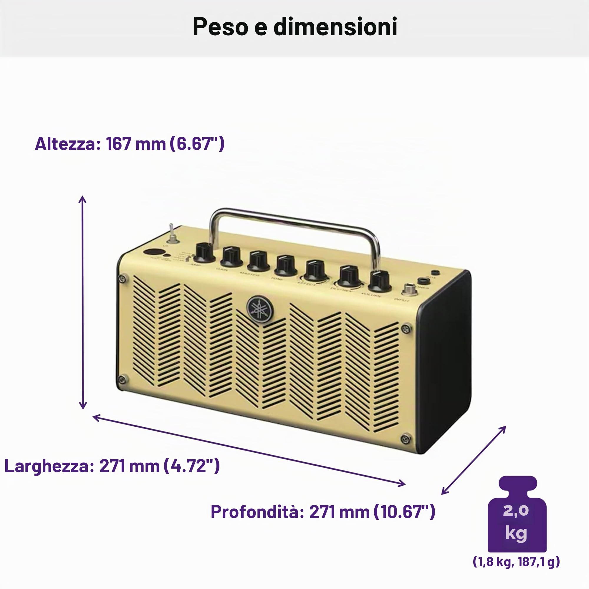 YAMAHA THR5 Amplificatore Modeling per Chitarra 10W 5 Modelli Effetti Integrati USB Stereo 2x3" Bianco Vintage