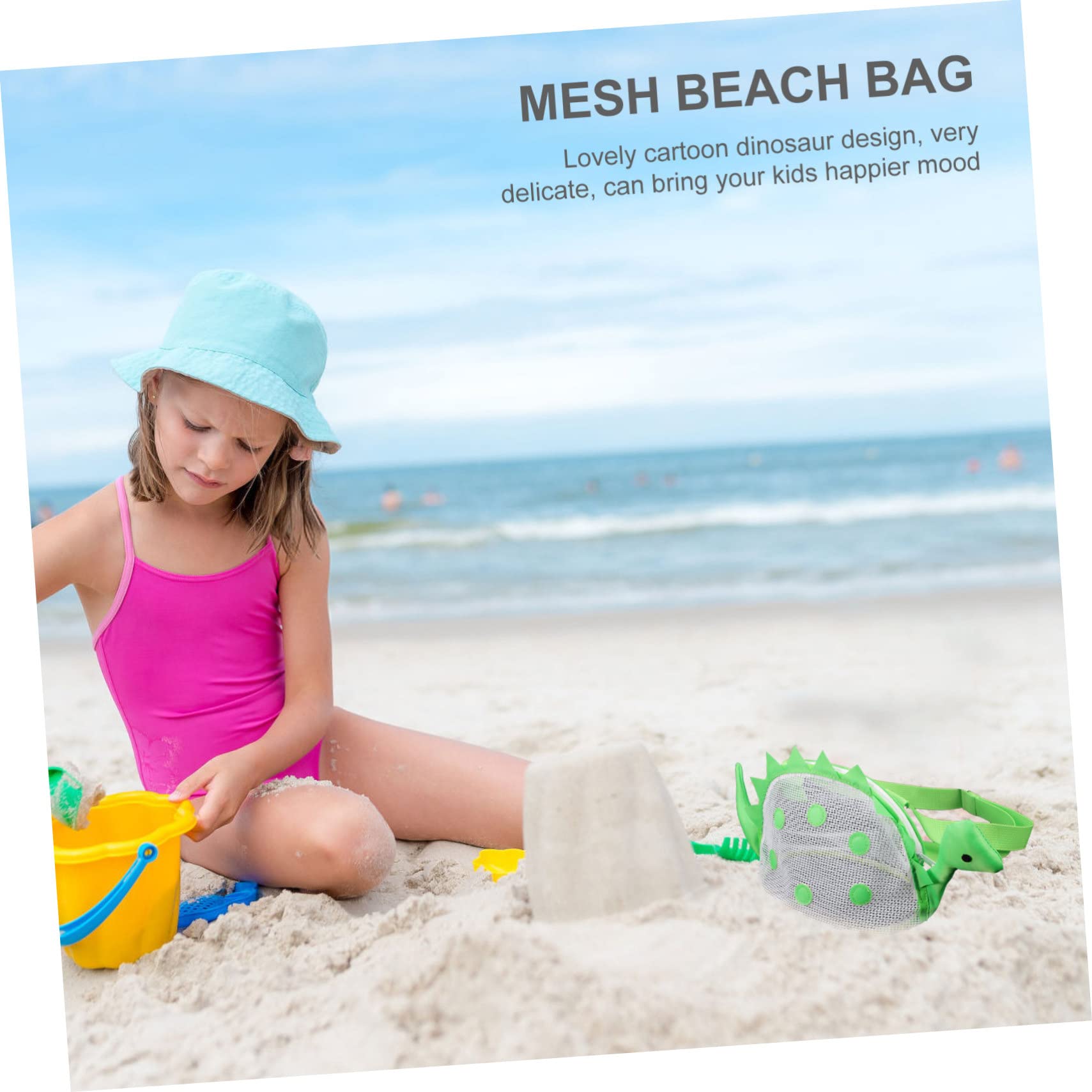 SOIMISS 6pièces Kids Beach Bags De Plage Dinosaure Maille Poche De Rangement Pour Jouets Et Coquillages Pour Garçon Fille