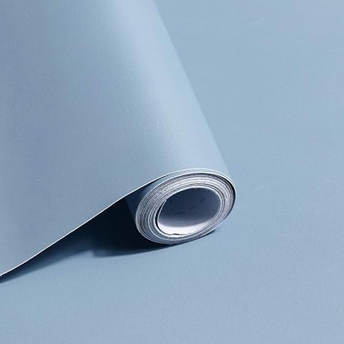Safiyya - Papel tapiz liso de color gris azulado, autoadhesivo, removible, para decorar paredes y muebles, rollos de vinilo de 393 x 17.7pulgadas Safiyya - Papel tapiz liso de color gris azulado, autoadhesivo, removible, para decorar paredes y muebles, rollos de vinilo de 393 x 17.7pulgadas