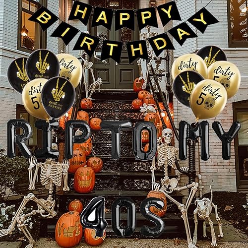 Miniatura 6 de RIP To My 40s 50th Birthday Party Supplies  Cartel de feliz cumpleaños, globos y decoraciones para la muerte a mis 40, cuarenta y cuarenta RIP,