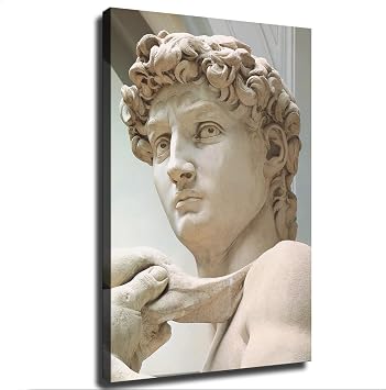 David Detail of The Head By Michelangelo Buonarroti Poster Canvas Print Art Decoration Wall Art Painting Print Modern Aesthetic Suitable for Living Room, Bedroom Decoration, Framed or Unframed 1218inch Unframed