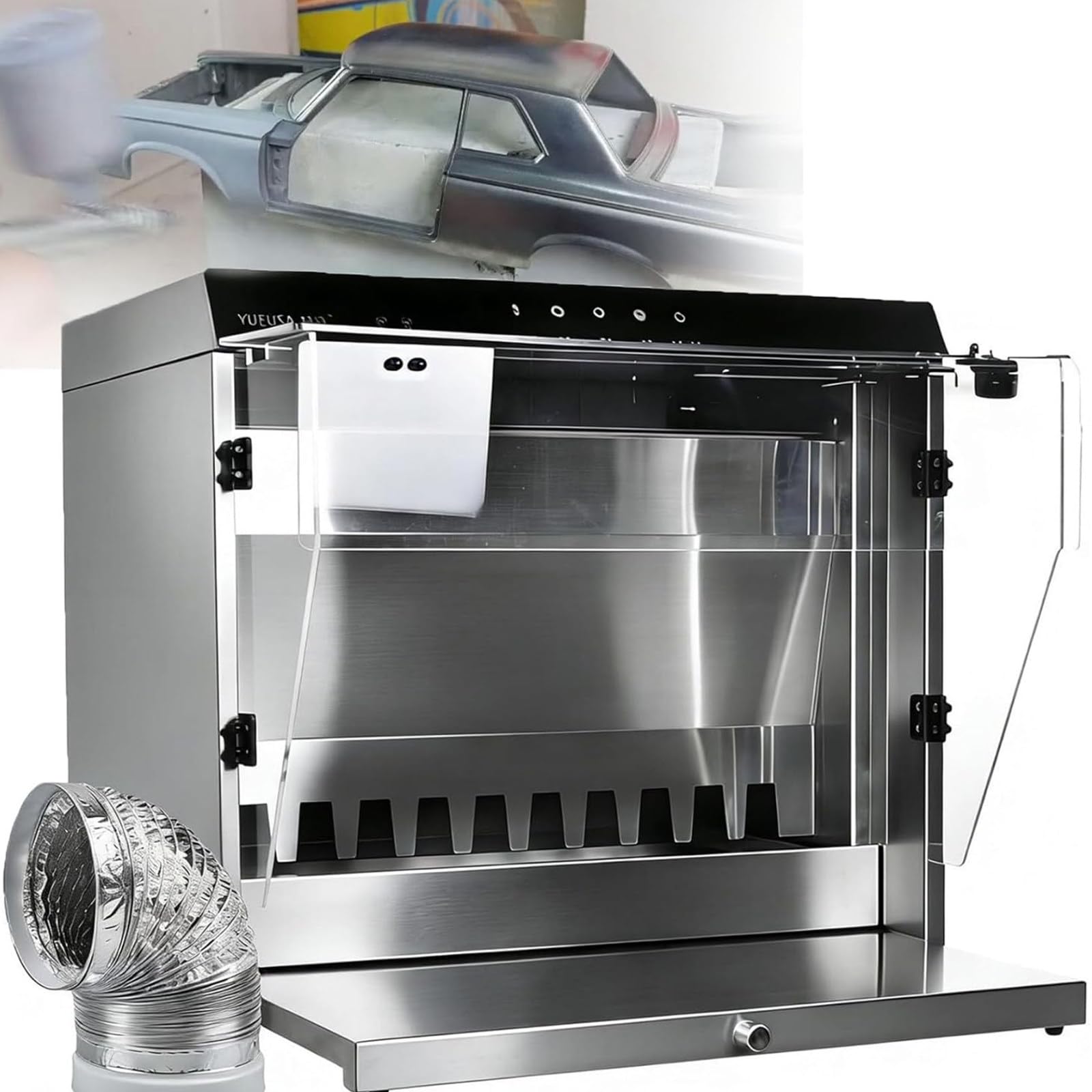 ZenSeFarin Paint Spray Booth Water Curtain, 180W Intelligent Design, 2200 L/H Airbrush Flow, 33cm Workbench, LED Lighting for Easy Painting Projects Touch Control Easy To Remove And Wash