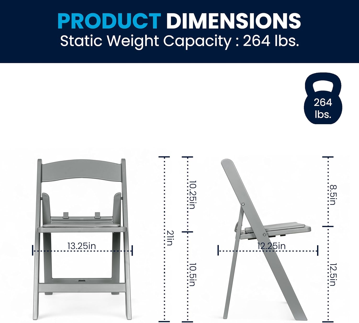 Flash Furniture Hercules Set of 10 Kids Gray Resin Folding Chair with Gray Vinyl Padded Seat