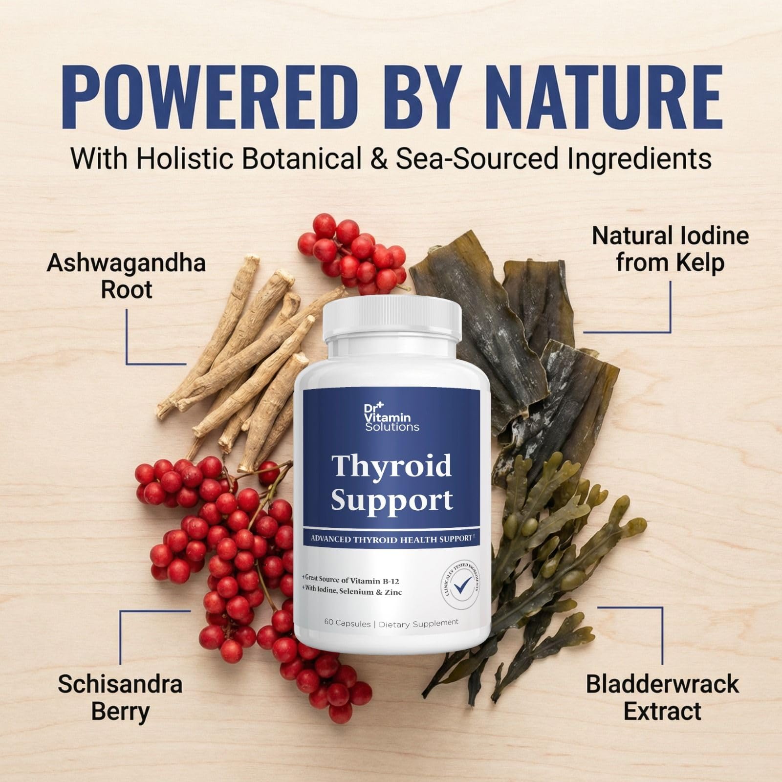 Thyroid Support Supplement for Women and Men with Iodine, 60 Capsules — Amazon image 3