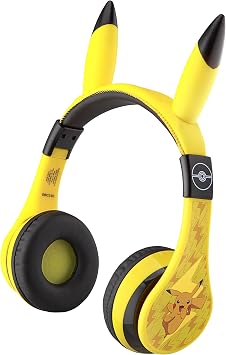 eKids Pokemon Kids Bluetooth Headphones, Wireless Headphones with Microphone Includes Aux Cord, Volume Reduced Kids Foldable Headphones for School, Home, or Travel,Yellow | Volume Reduced and Built-in Microphone