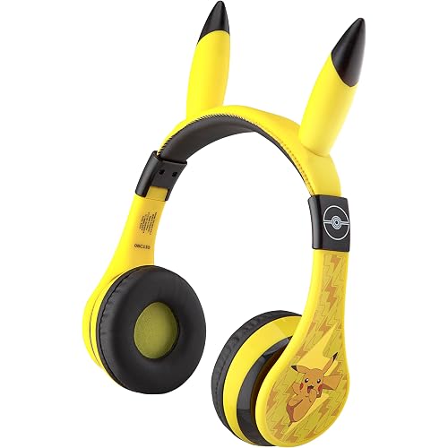 eKids Pokemon Kids Bluetooth Headphones, Wireless Headphones with Microphone Includes Aux Cord, Volume Reduced Kids Foldable Headphones for School, Home, or Travel,Yellow | Volume Reduced and Built-in Microphone