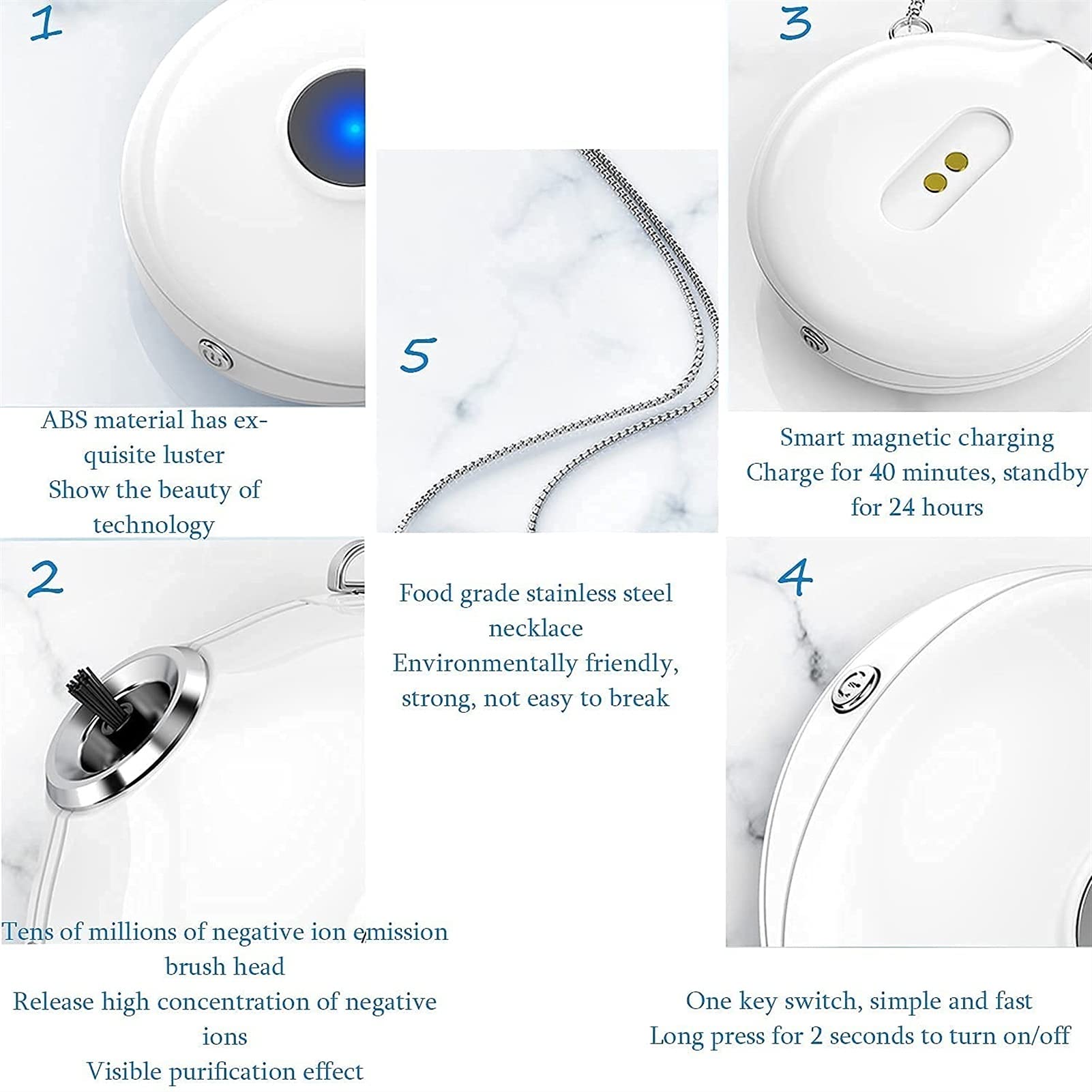 Purificador de aire, mini purificador de aire personal portátil, collar purificador negativo para niños y adultos, purifica el aire eliminando gérmenes, polvo
