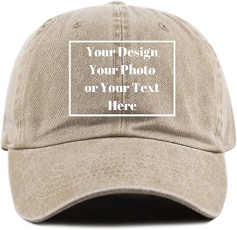 Custom Your Picture Text Logo Unisex Vintage Washed Personalized Plain Adjustable Denim Hat Baseball Cap